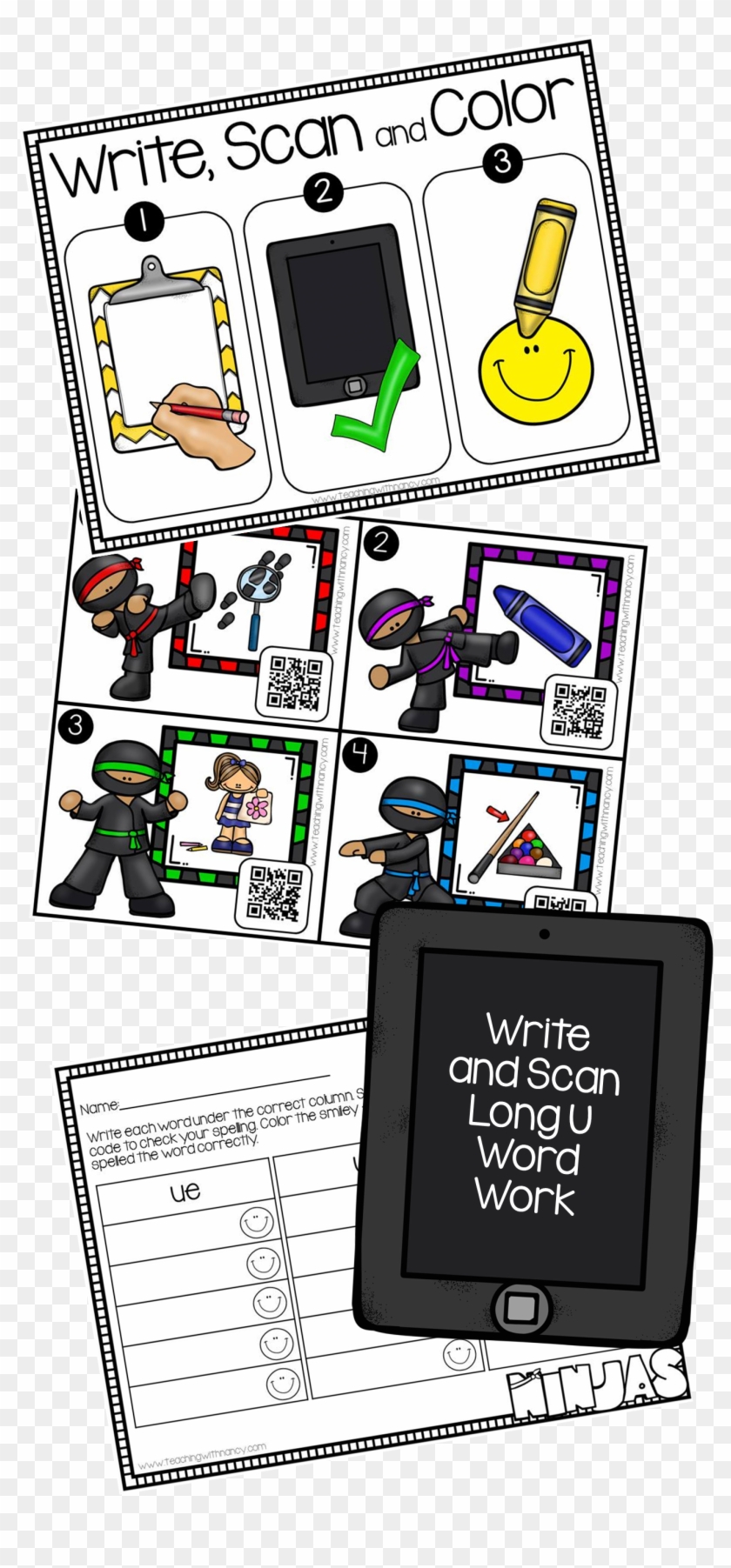 Qr Code Write And Scan Long U Vowel Teams - Cartoon #499188