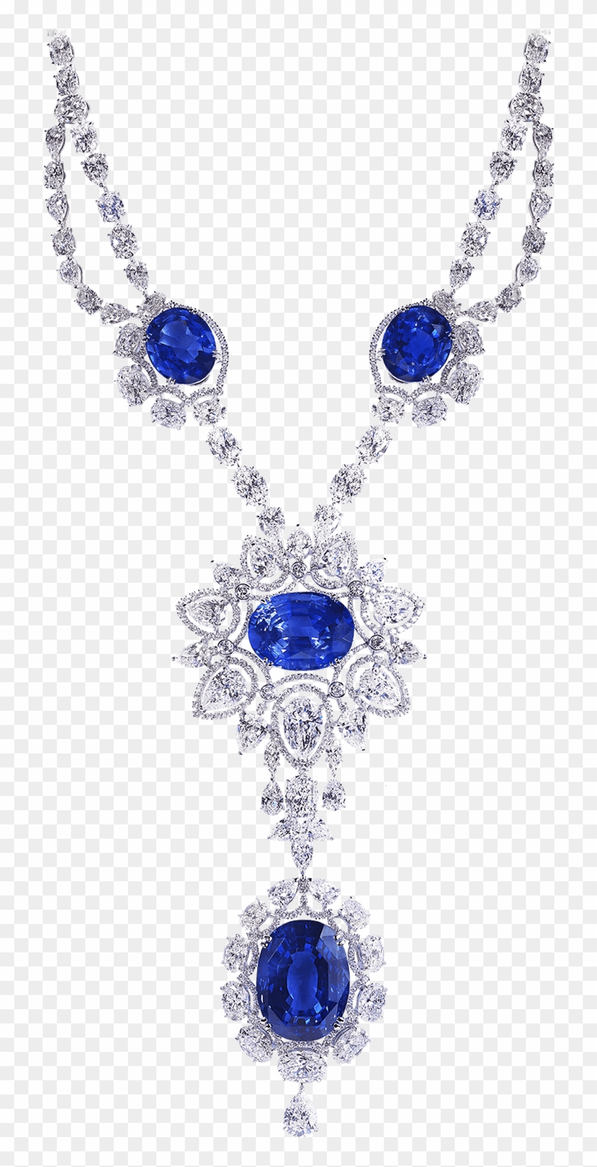 Important Sri Lankan Sapphire & Diamond Necklace - Sapphire Necklace Png #500066