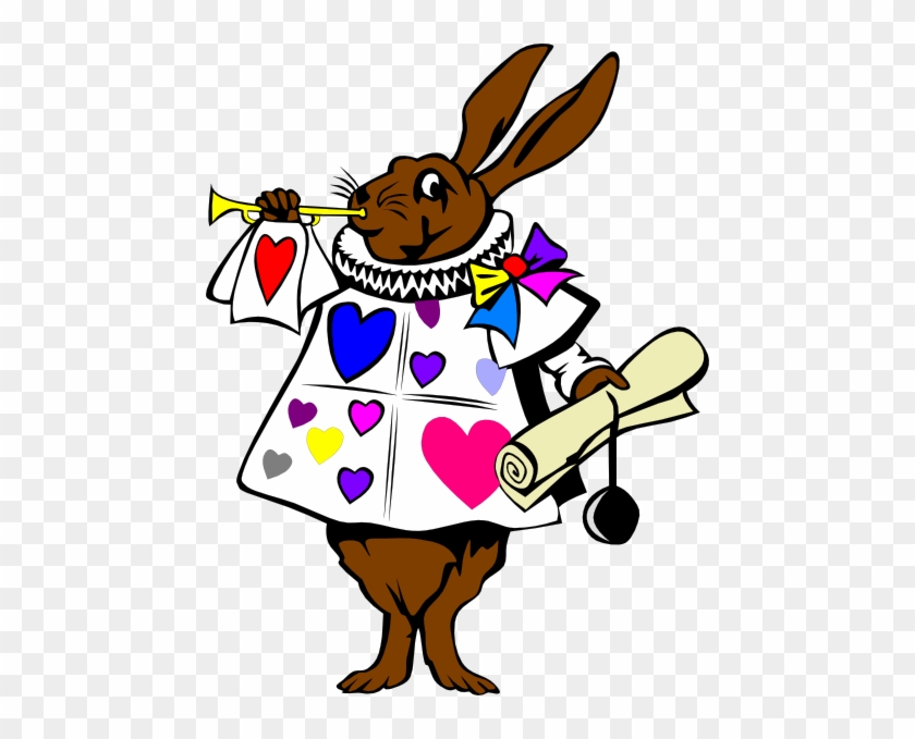 Heart Bunny With Trumpet Clip Art - Alice In The Wonderland Rabbits #85965