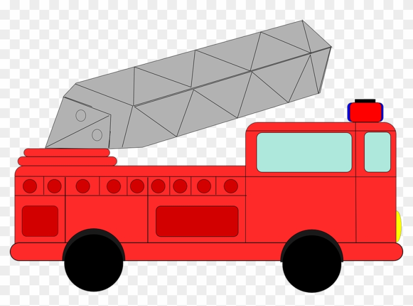 Outline, Man, Fireman, Fire, Engine, Car, Cartoon - Red Fire Truck Clip Art #85966