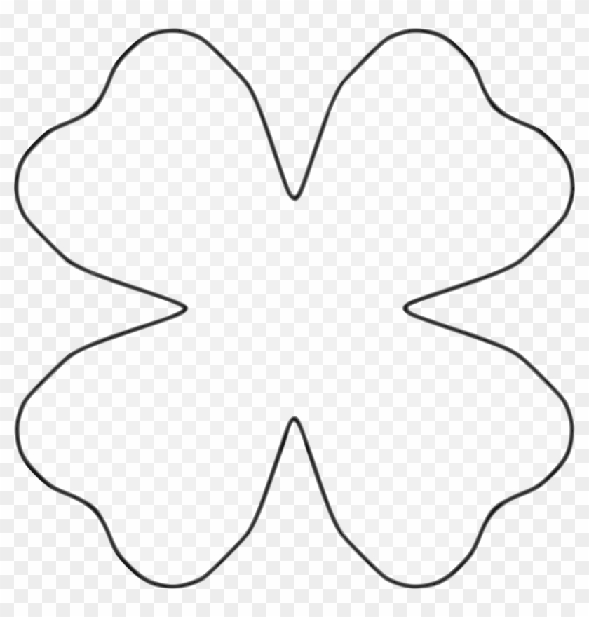 Flower 4 Petal Heart Template By Baj Clipart With Petals - Line Art #85986