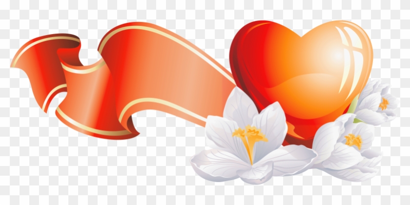 Heart Element With White Flowers Clipart - Heart #85997