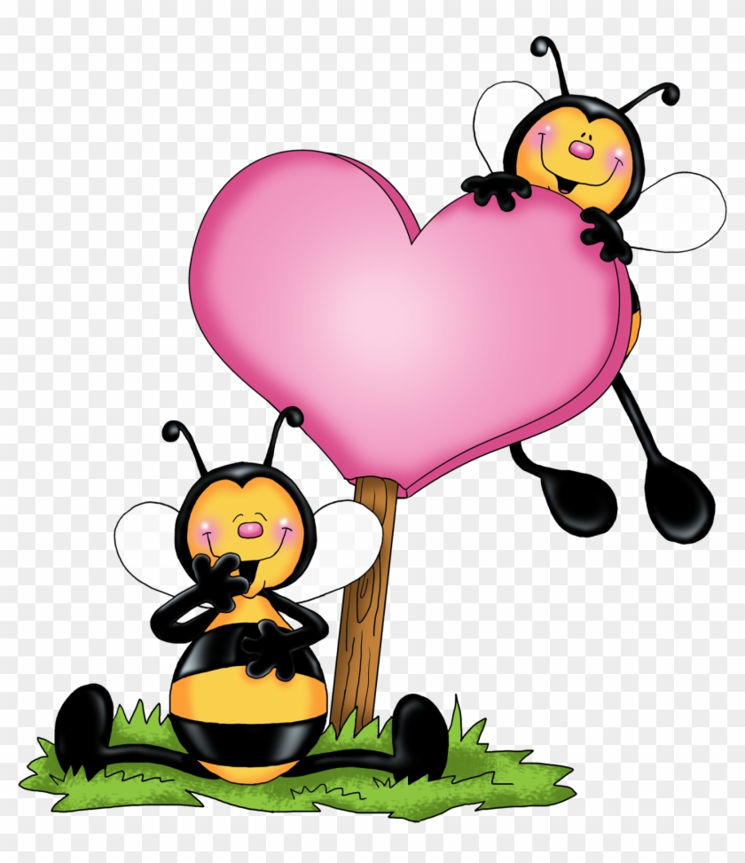 Buzzing Pink Bee Clip Art - Valentine Bee Clip Art #86943