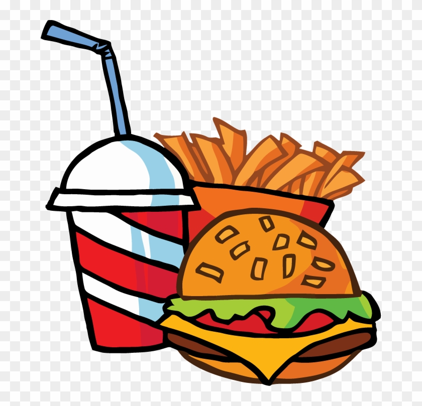 Fast Food Cheeseburger Drink With French Fries Tattoo - Cartoon Hamburger And Fries #87089