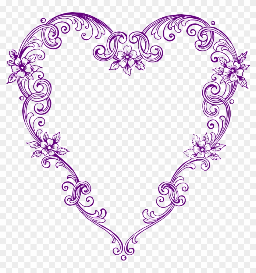 Free Images Fancy Vintage Purple Heart Clip Art - Vintage Heart Clip Art #87415