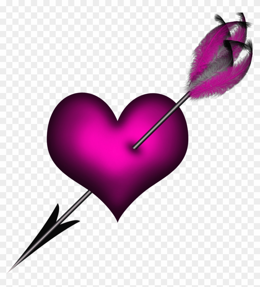 Transparent Pink Heart With Arrow Png Clipart Purple - Love Heart With Arrow #87426