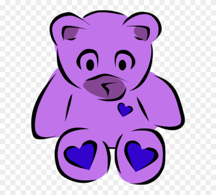 Teddy Bear With Heart Clipart - Purple Teddy Bear Clip Art Png #87564