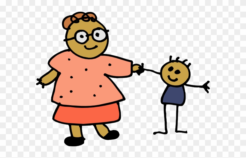 Free Vector Mom Holding Childs Hand Clip Art - Mom And Me Clip Art #88302