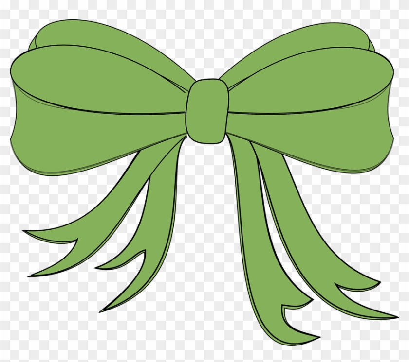 Ribbon Bow Gift Holiday Present Decoration Hair - Green Bow Clip Art #89149