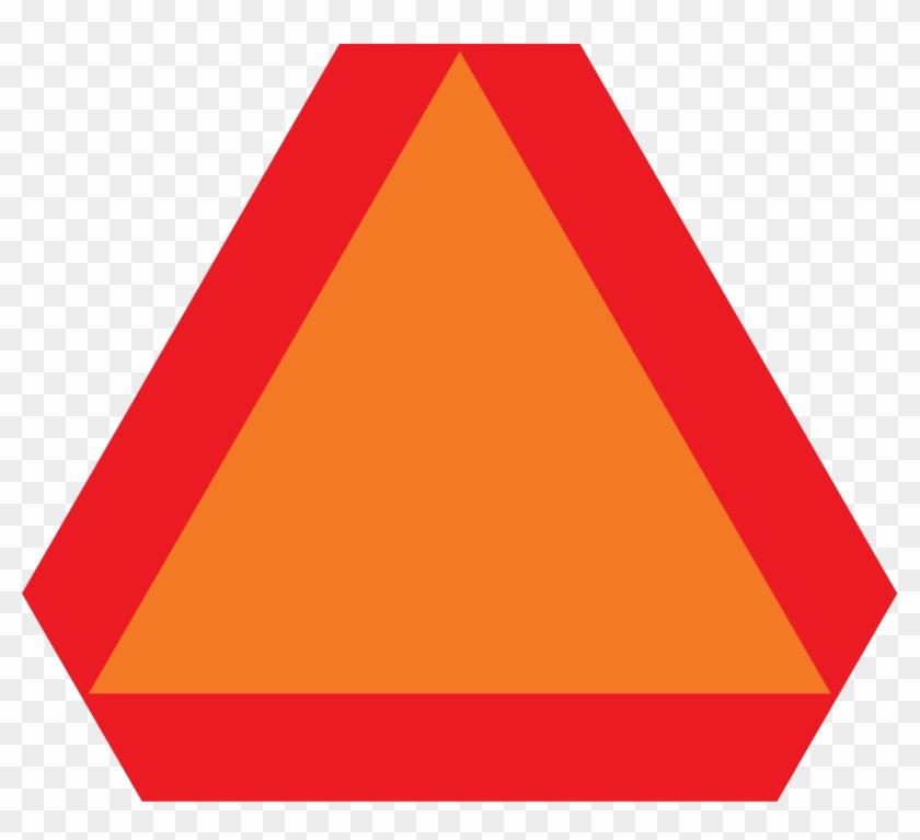 Slow Moving Vehicle - Red And Orange Triangle Road Sign #89579