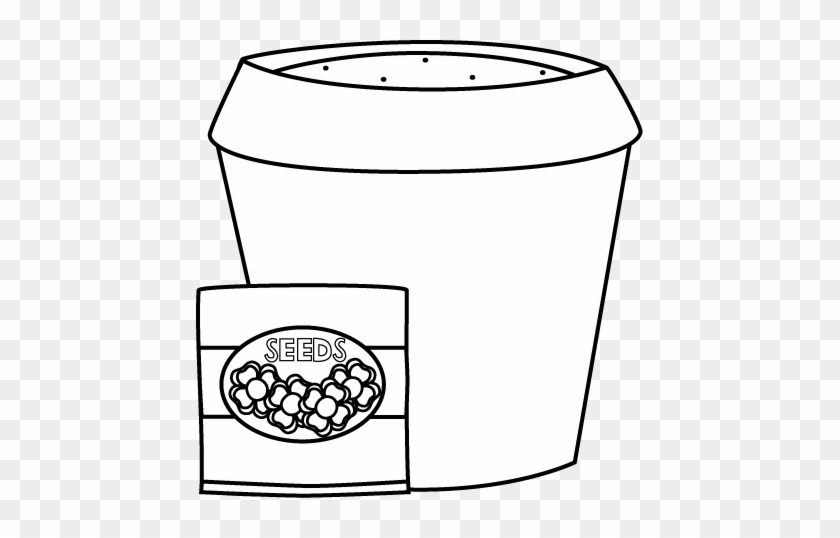 Black And White Flower Pot With Seeds Clip Art - Clip Art #90409