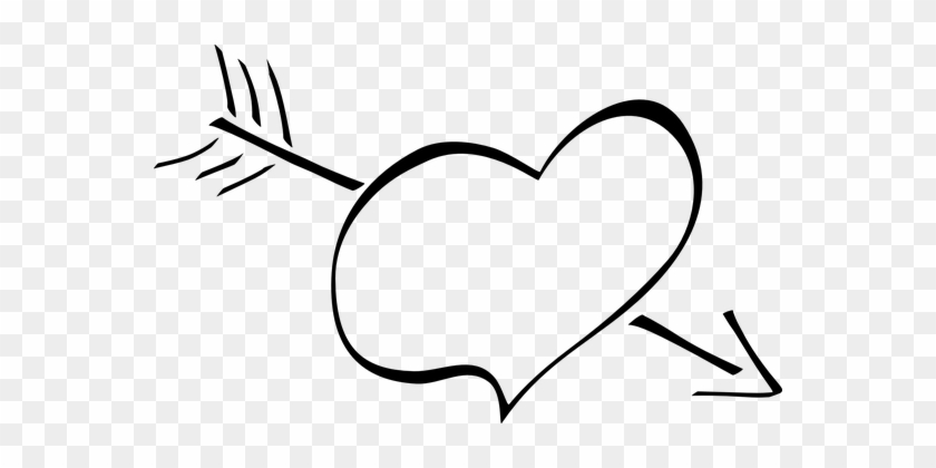 Heart Arrow Love Cupid Valentine Romance S - Black And White Heart Cartoon #91559