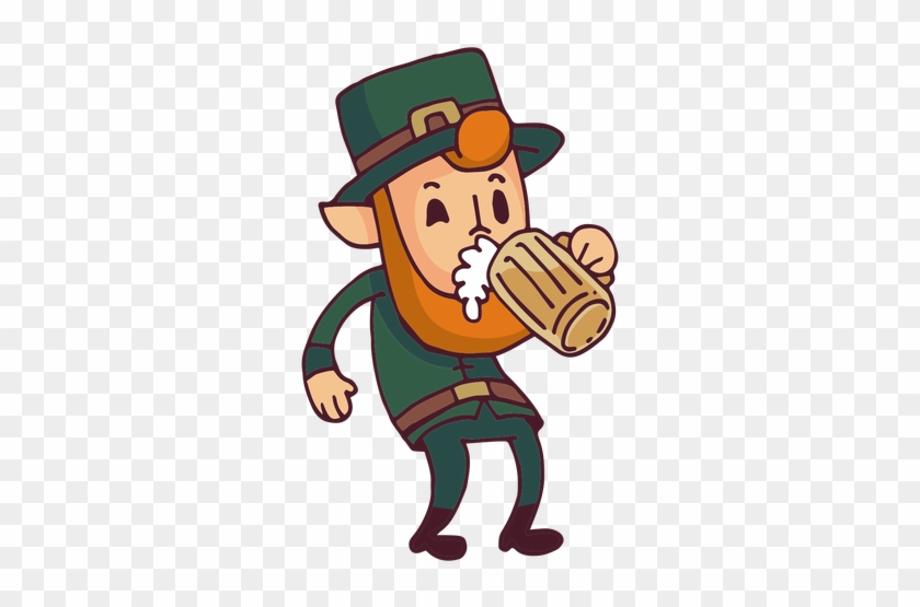 Leprechaun Drinking Beer Cartoon Transparent Png - Leprechaun Cartoon Flat #91579