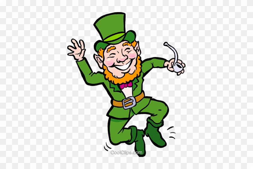 Patricks Day Vector Clipart Of A Leprechaun With Pipe - Pat281light Round Ornament #91590