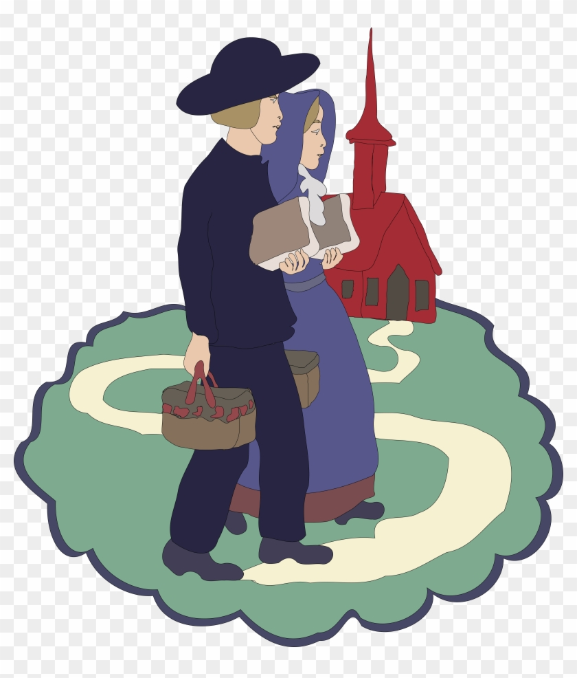 Free Clipart Of A Couple Of Children Near A School - Amish Clipart #92118