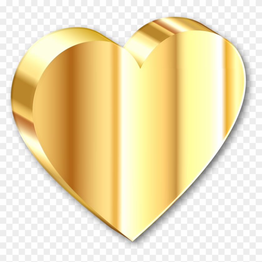 Heart Of Gold With Shadow - 3d Love Symbol Png #92144