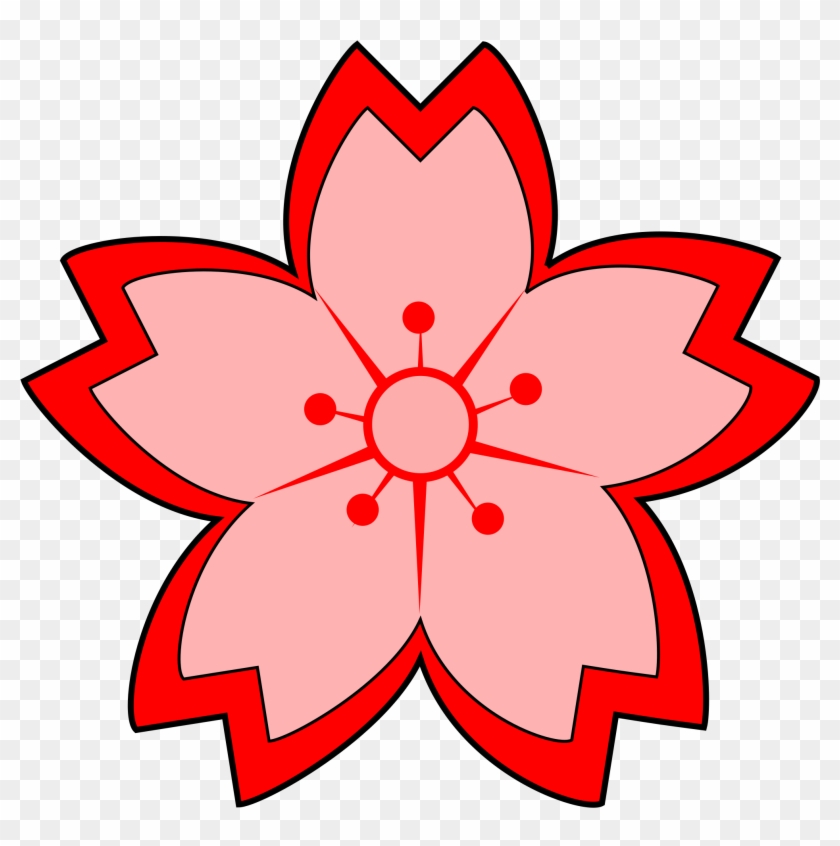 Red Flower Japanese Flower Clip Art Clipartfest - Sakura Clipart #92406