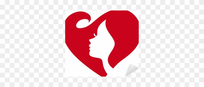 Love Heart Shape Woman Face Silhouette Sticker • Pixers® - Heart Vector #92526