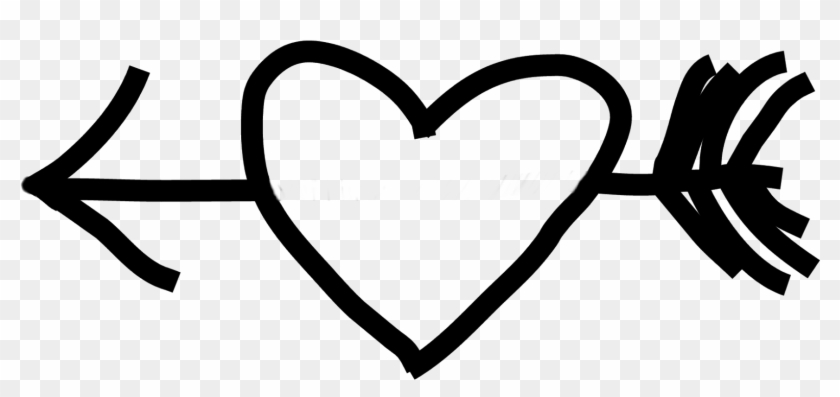Heart Black And White Drawing Clip Art - Free Arrow With Heart #92551