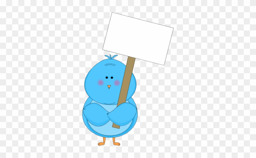 Blue Bird Holding A Blank Sign - Bird Holding A Sign Clipart #92604
