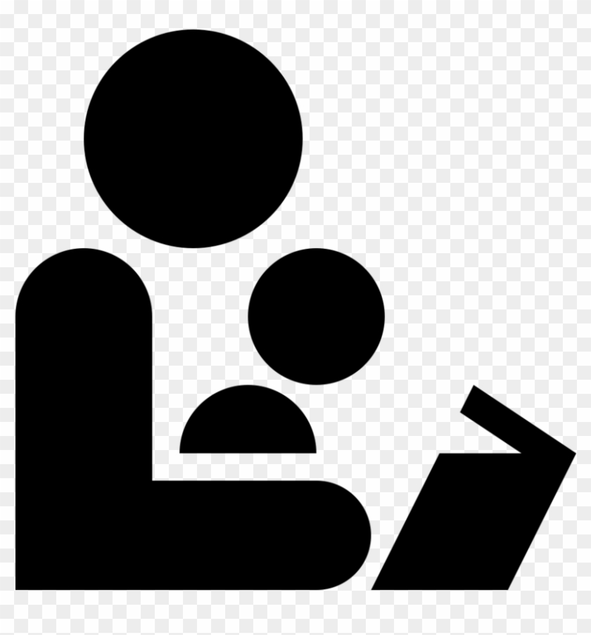 Black And White Icon Of An Adult Reading To A Child - Read Aloud Icon #92617