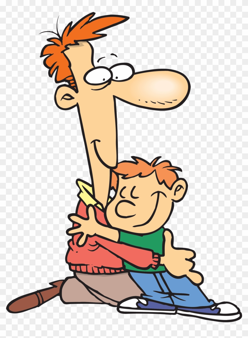 Hugs Mom Hugging Son Clipart Image - Father And Son Cartoon - Free  Transparent PNG Clipart Images Download