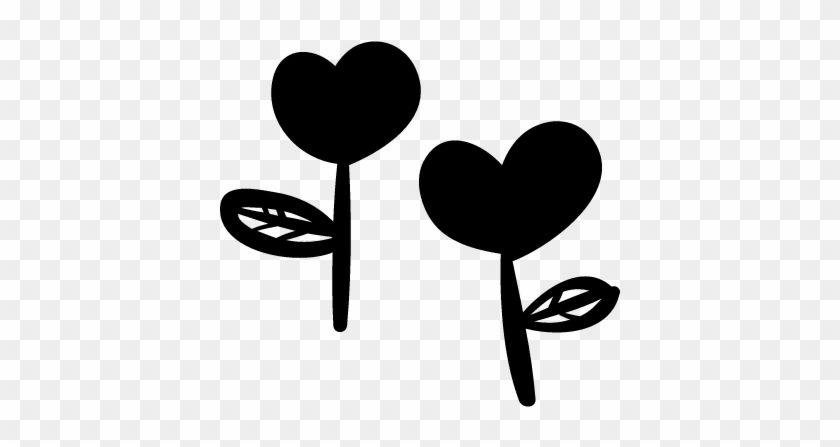 Two Heart-shaped Flowers Logo - شکل فانتزی قلب سیاه و سفید #92951