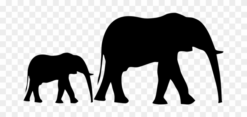 Elephant Animal Silhouette Mother Baby Fol - Baby Elephant Silhouette Png #93137