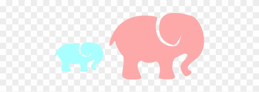 Pink Elephant Clip Art Grey Elephant Mom Baby Pink - Pink And Blue Baby #93152