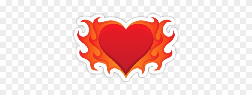 Burning Heart With Flames Red Hot Love Stickers By - Heart #93380