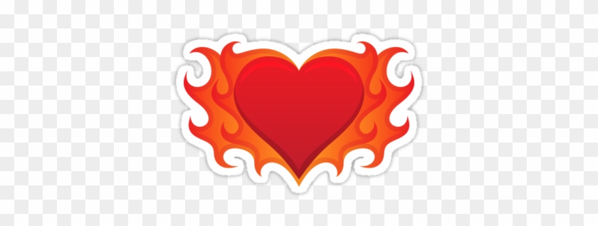 Burning Heart With Flames Red Hot Love Stickers By - Heart #93380