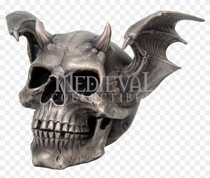 Skull With Devil Wings - Skull With Wings Hood Ornament #501514