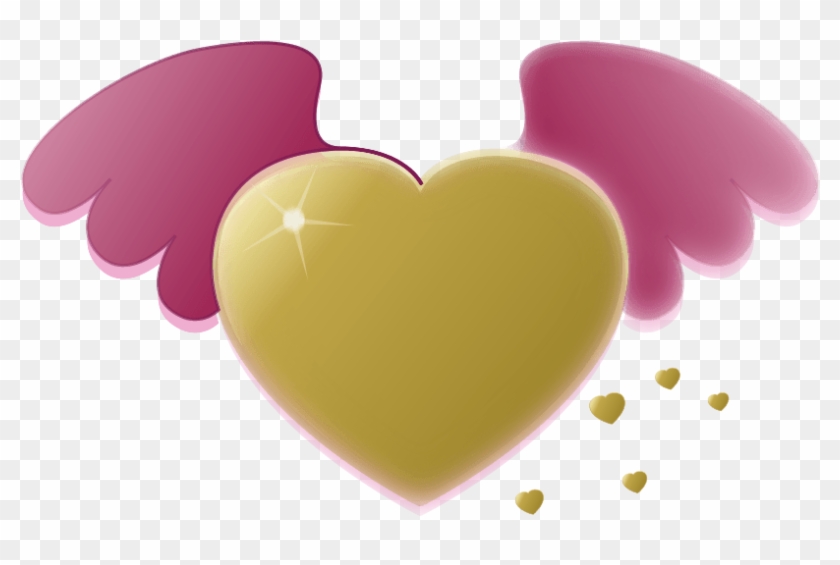 Free Gold Heart With Pink Wings - Cartoon Hearts With Wings #501551