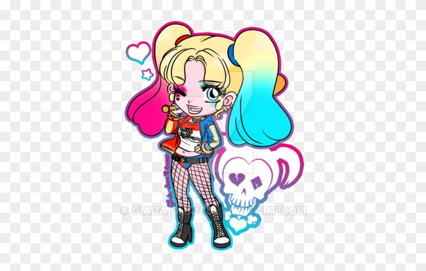 Chibi Harley Quinn - Suicide Squad Harley Quinn Skull Die Cut Vinyl Decal #501713