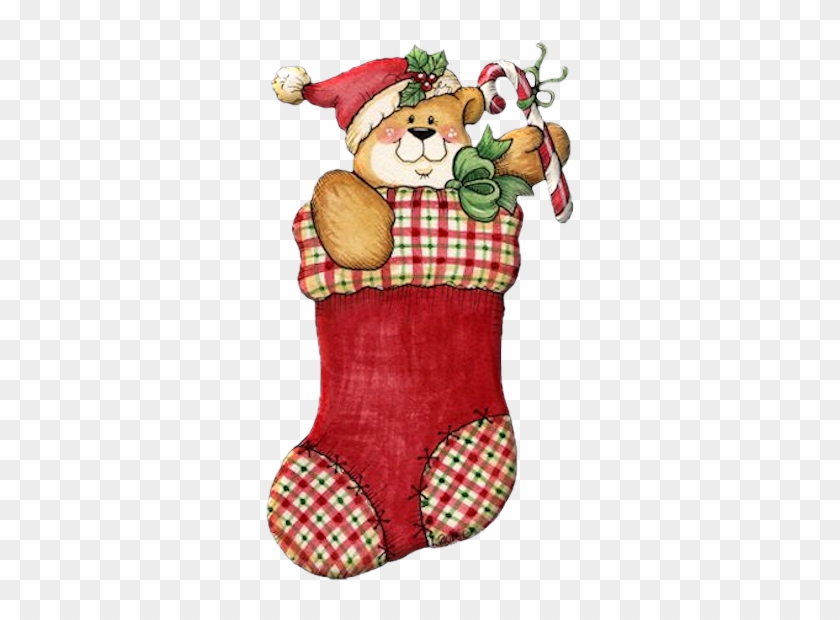 Teddy Bear In Christmas Stocking - Bisous De Noel Gif Animé #502029