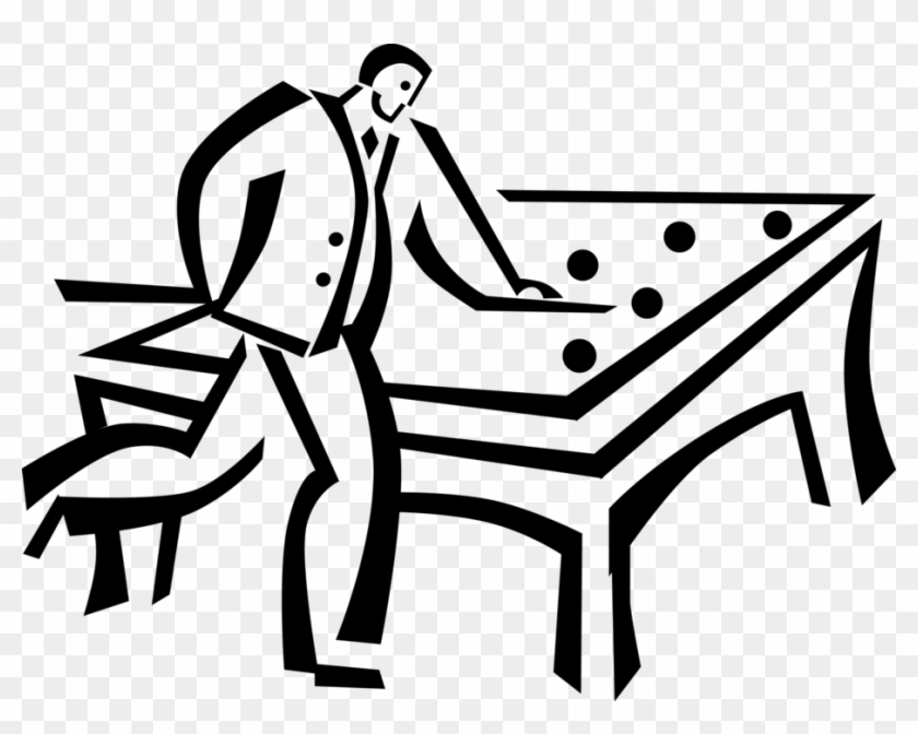 Vector Illustration Of Businessman Billiards Pool Player - Vector Illustration Of Businessman Billiards Pool Player #502209