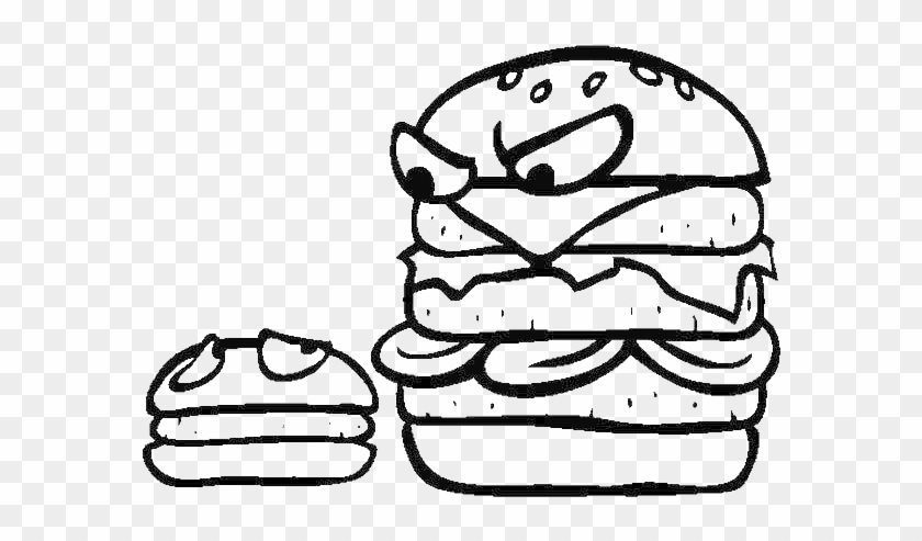 Big Burgers Is Mad To Little Burgers Junk Food Coloring - Big And Small Coloring Sheet #502586