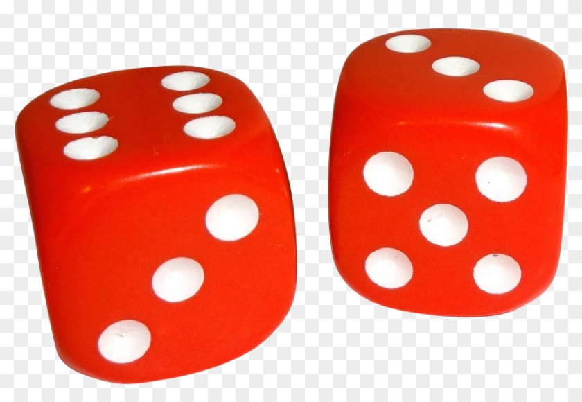 Vintage Pair Of Rounded Corners Red Plastic Dice From - Dice Game #502592