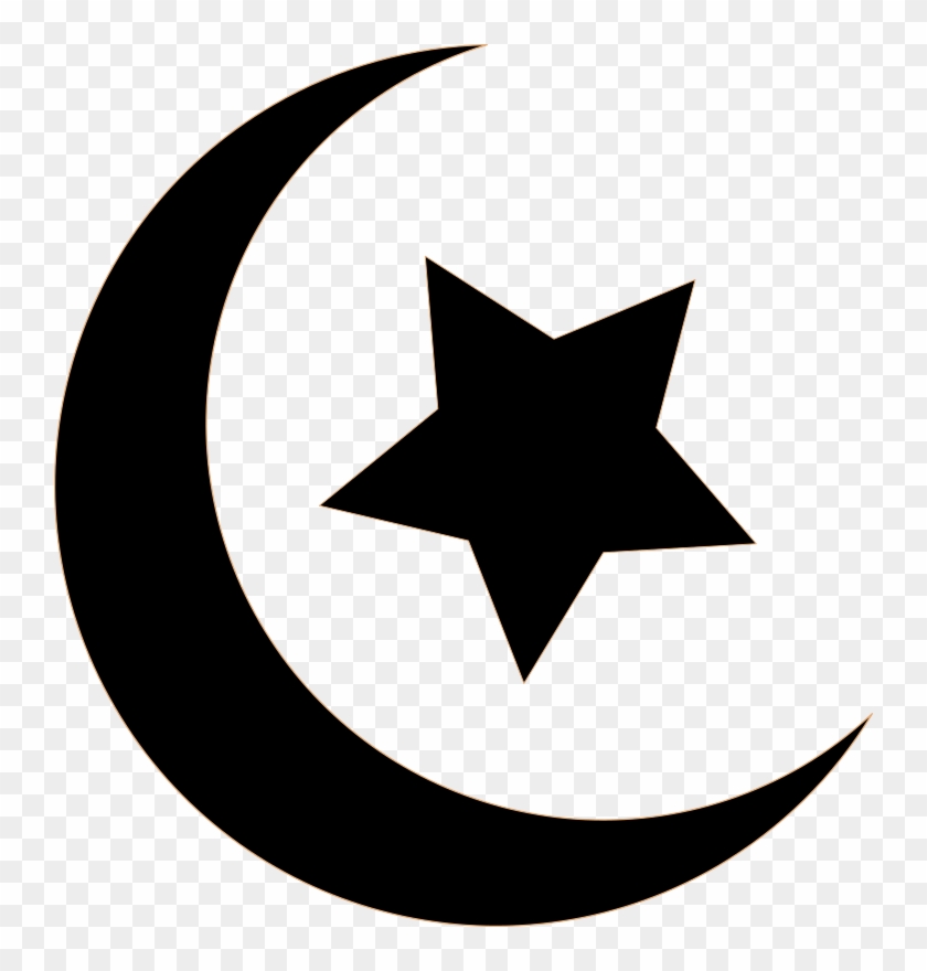 Crescent Clipart Black And White - Star And Crescent Png #502725