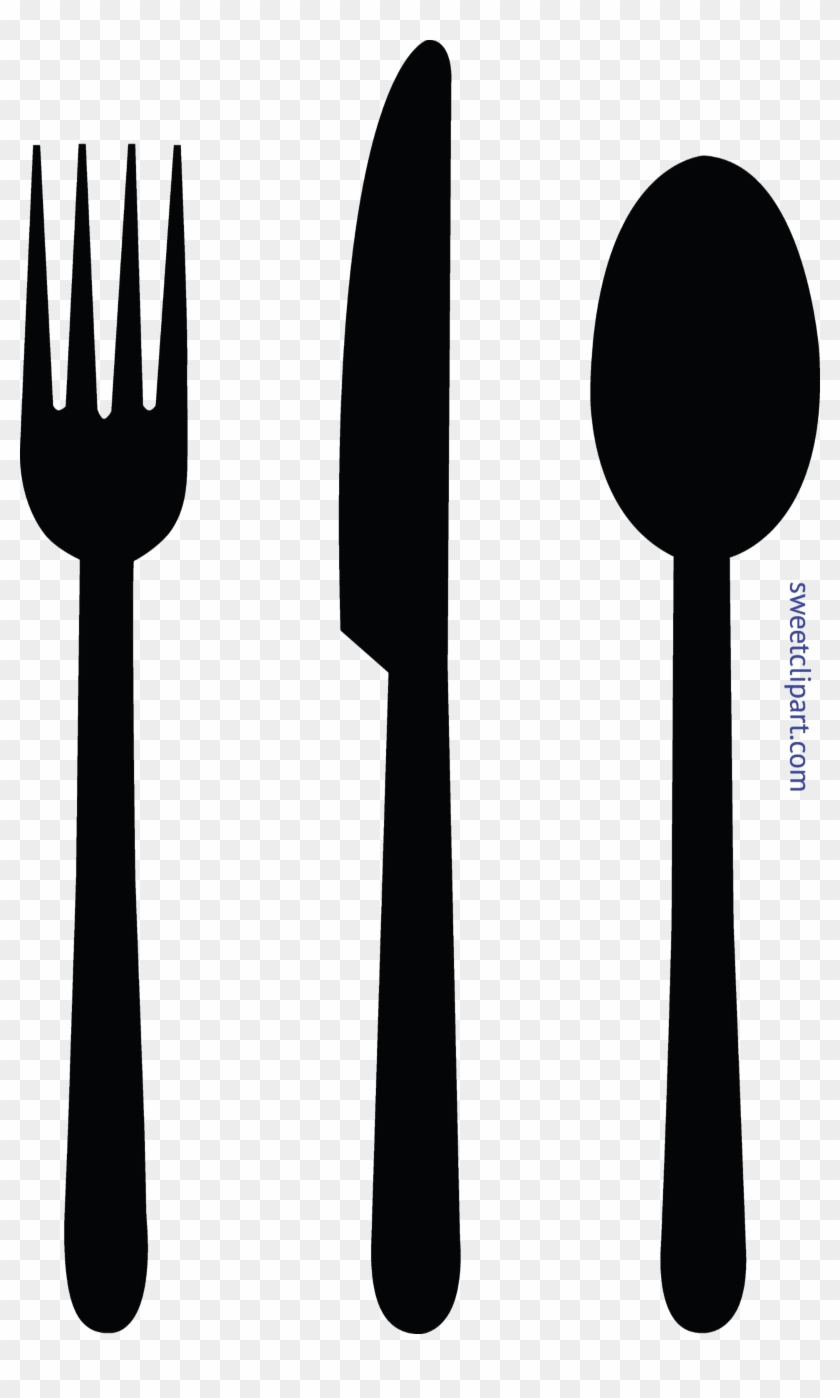 Fork Knife Spoon Black Clip Art - Fork Spoon Knife Clipart #502730