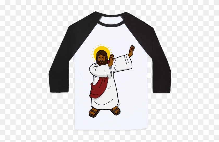 Dabbing Jesus Baseball Tee - Black Jesus Dabbing #502865