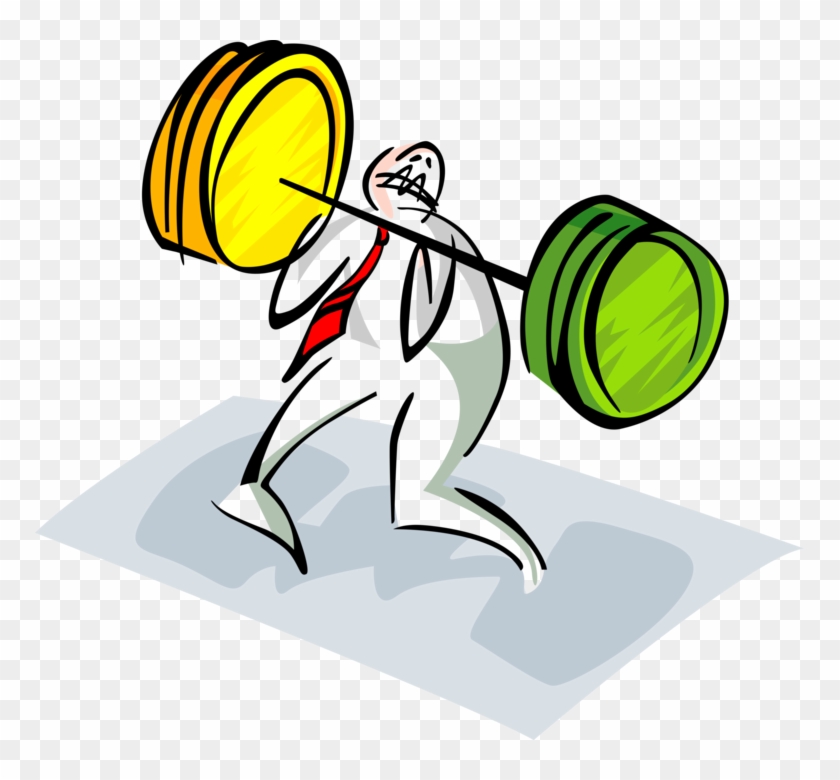 Vector Illustration Of Businessman Weightlifter Weight - Vector Illustration Of Businessman Weightlifter Weight #503368