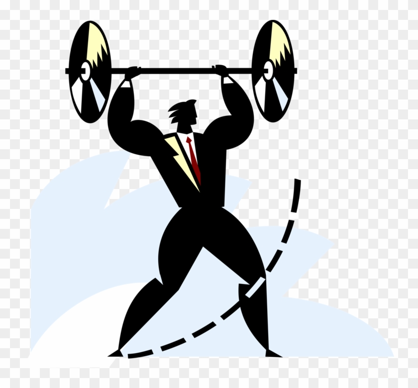 Vector Illustration Of Businessman Weightlifter Lifting - Electrical Engineering #503374