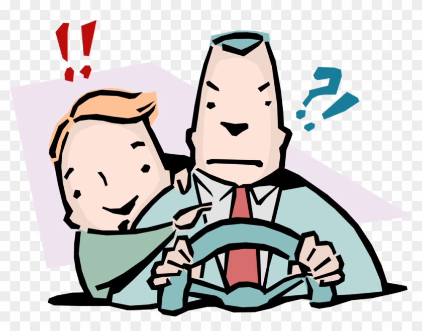 Vector Illustration Of Back Seat Motorist Driver Idiom - Backseat Driver #504285