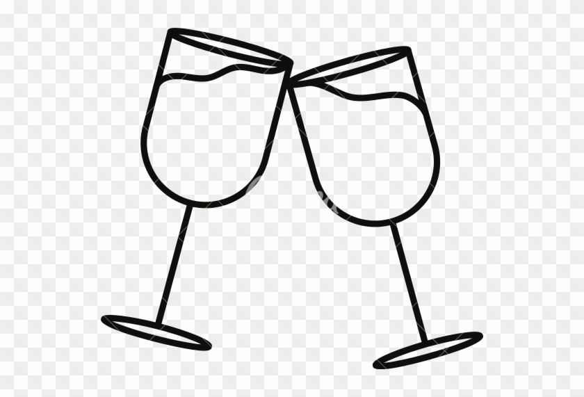 Wine Glass Toast Outline - Outline Wine Glass #505116