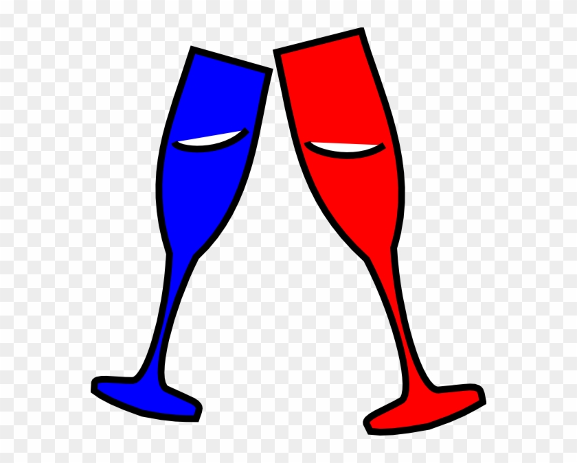 Champagne Glasses Red And Blue Clip Art - Clip Art #505196
