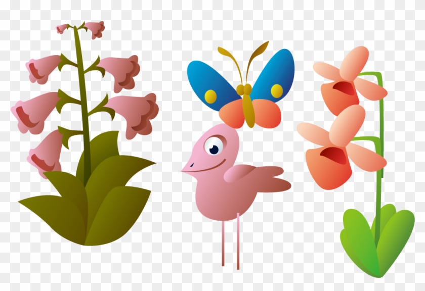 Pink Bell Flowers And Birds 1240*984 Transprent Png - Pink Bell Flowers And Birds 1240*984 Transprent Png #505699