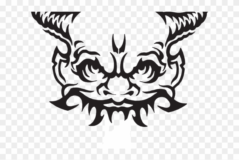 Demon Clipart Line Art - Devil Face Png #506371