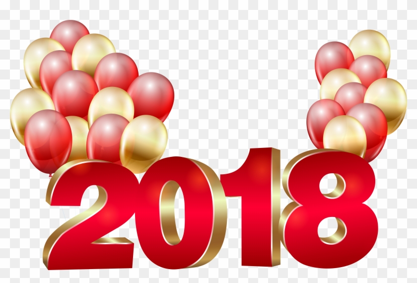 2018 Red Gold And Balloons Png Clip Art Image - 2018 Gold Png #506725