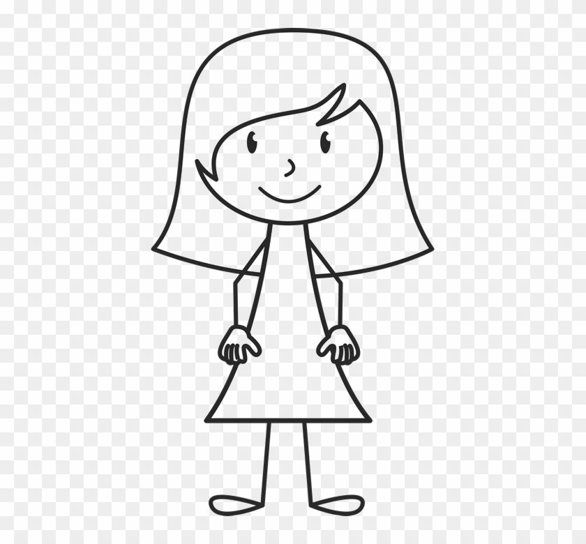 Girl Wearing Solid Dress Stamp - Stick Figure With Dress #507286
